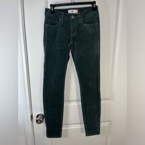Cabi Soft Ribbed Corduroy Velvet Emerald Green Textured Fitted Skinny Jeans Sz 0